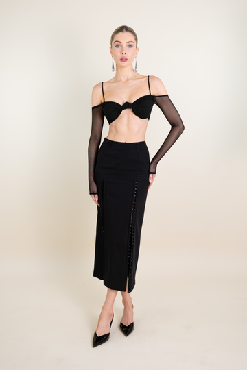 Encore Wool Slit Skirt