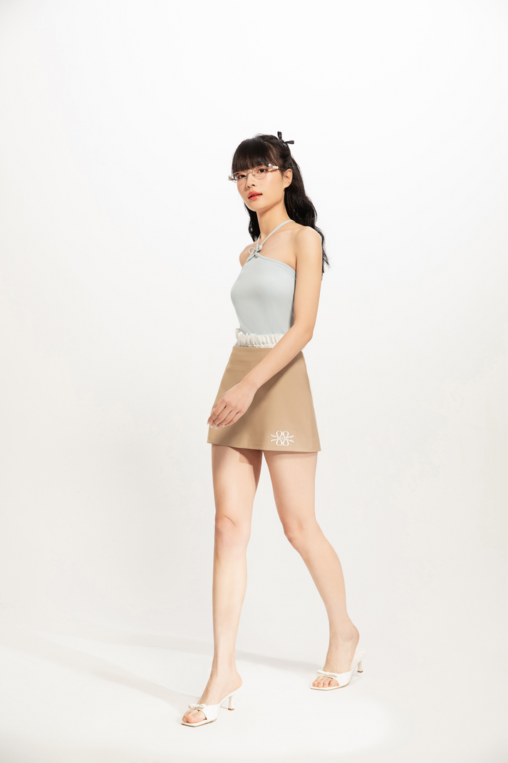0401~Ribbon Halter Neck Silk Top