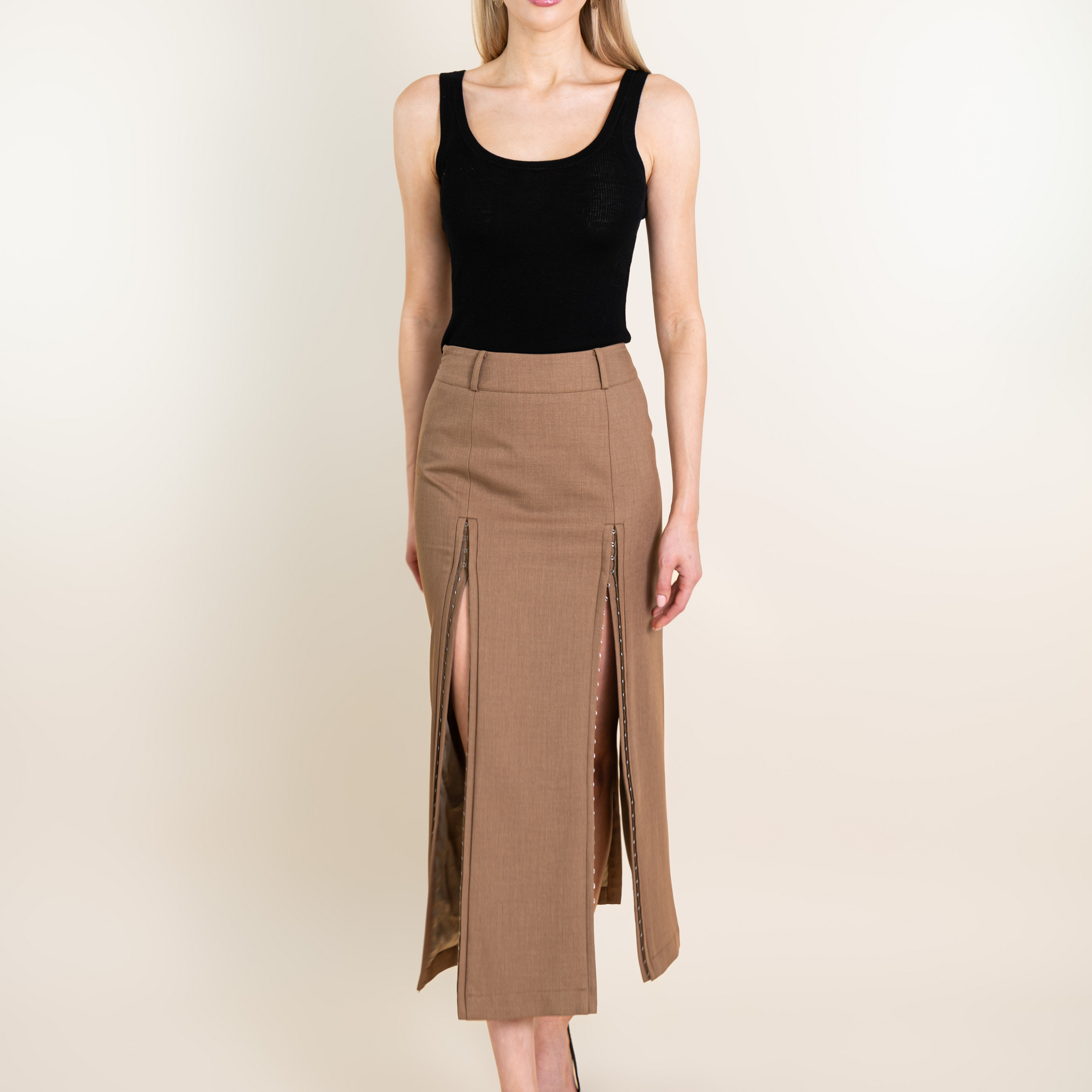 Encore Wool Slit Skirt