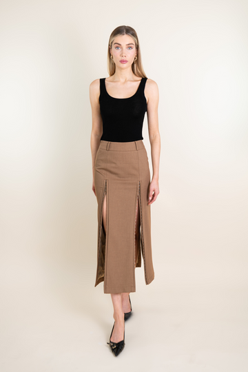 Encore Wool Slit Skirt