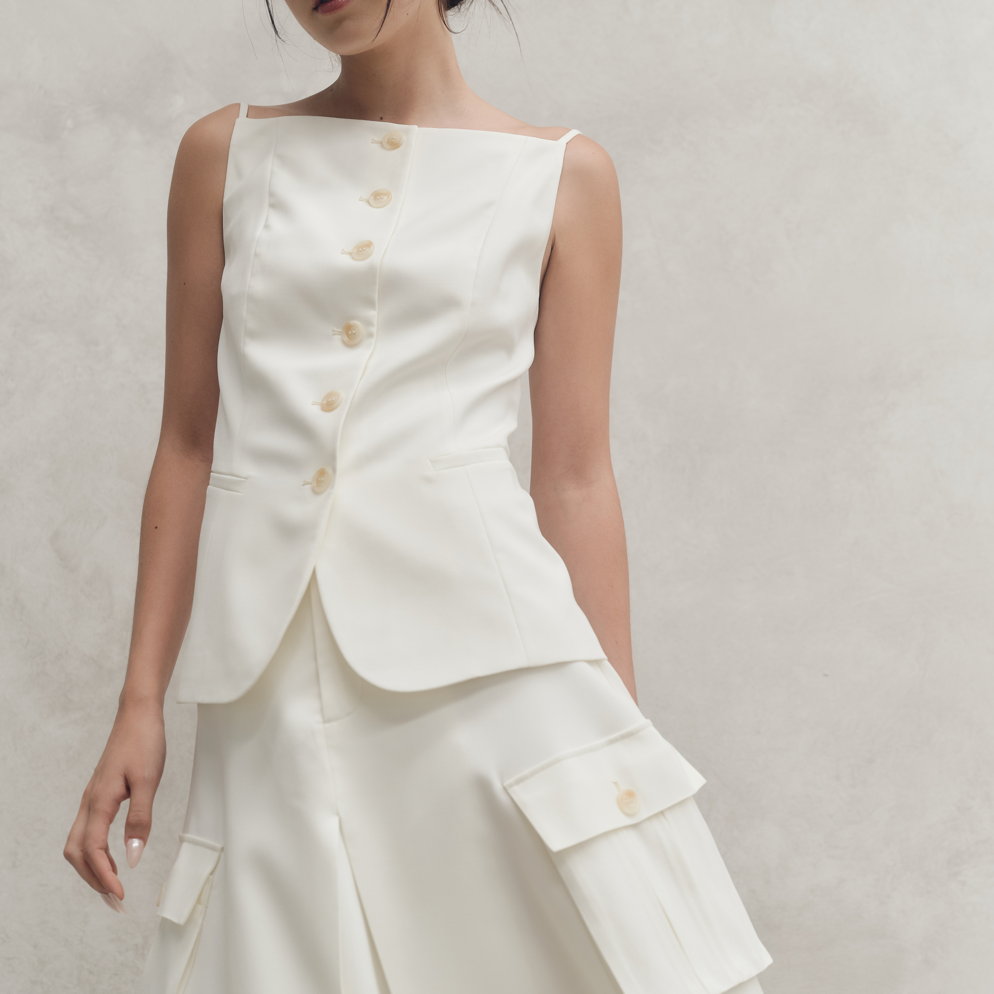Cargo Pleat Midi Skirt